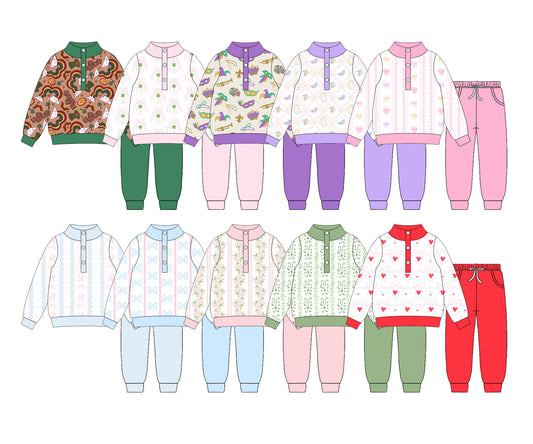 25.10.16 custom each style moq 5 eta 6-8week Sibling Sisters baby girl long sleeve pants sets 10 match family design