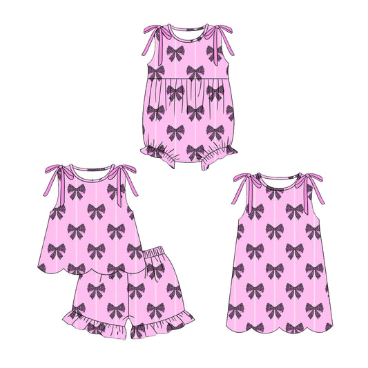 3.23  Custom moq 5 mix size Sibling Baby Girl's Pink Sleeveless Top And Short Set Cute Romper Dress for Summer