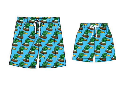 25.10.30 custom each style moq 5 eta 6-8 week Sibling Sister duck baby kids clothes summer shorts and adult shorts match design