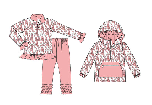 25.8.29 custom each style moq 5eta 4-6week Sibling Sisters bow baby girl long sleeve pants sets and top match family design
