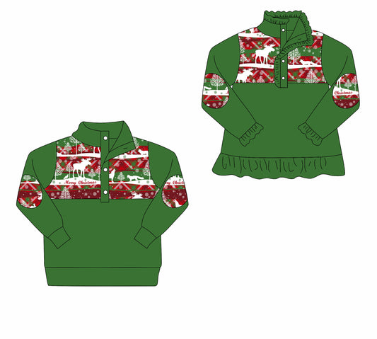 25.8.27 custom each style moq 5eta 4-6week Sibling Sister Christmas Green baby boy long sleeve top 2