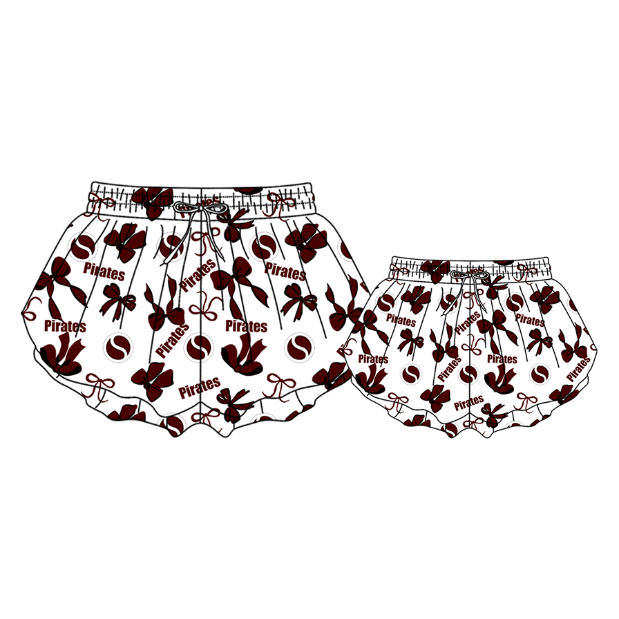 custom moq 5 mix size MSD072102 Kids And Adult Bows Print Yoga Shorts Active Wear Team Bottoms