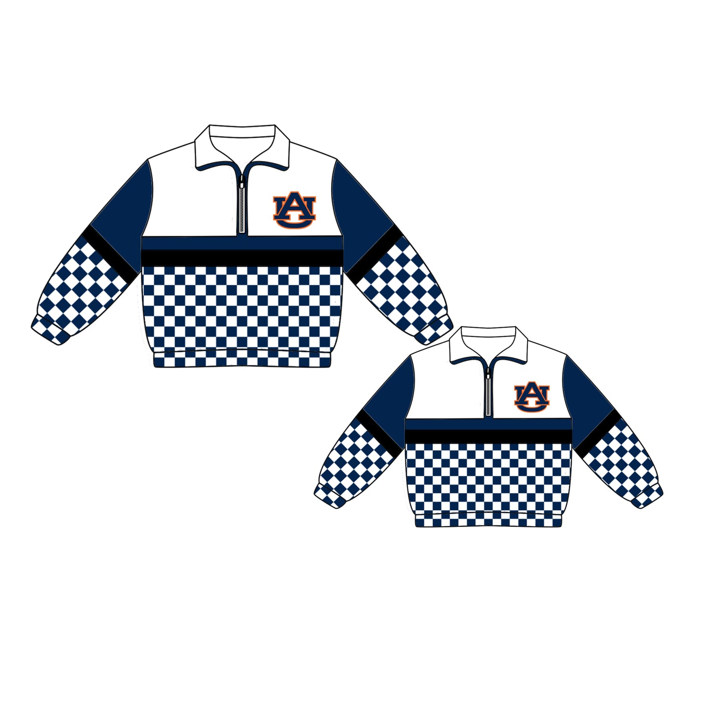 Custom moq 5 mix size milk silk summer teams Daddy and Me Navy Blue Long Sleeve Team Pullover Tee Shirts