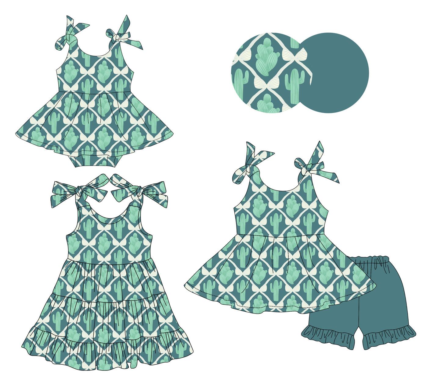 4.3 Custom moq 5 mix size Sibling Baby Girl's Sleeveless Top And Short Set Cute Romper Dress for Summer
