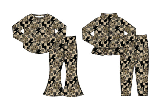 25.10.20 custom each style moq 5 eta 6-8week Sibling Sisters smiley baby girl long sleeve pants sets 2 match family design