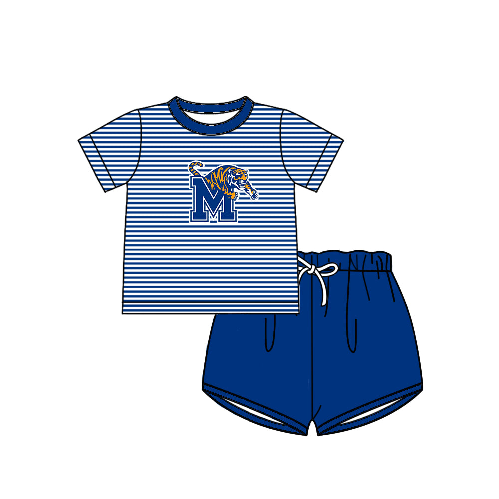 Custom moq 5 mix size milk silk summer teams baby girl boys clothes blue short sleeve shorts sets 2 and pants sets and rompers 2 series