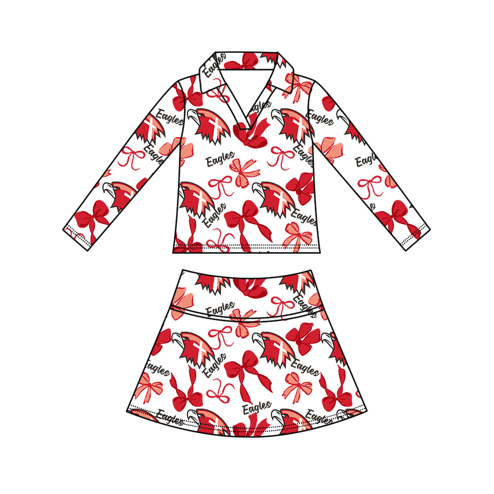 Custom moq 5 mix size milk silk summer teams Girls Polka Dot Top Shorts Set Top Skirt Short Set Red Zipper Pullover Jogger Pants Set