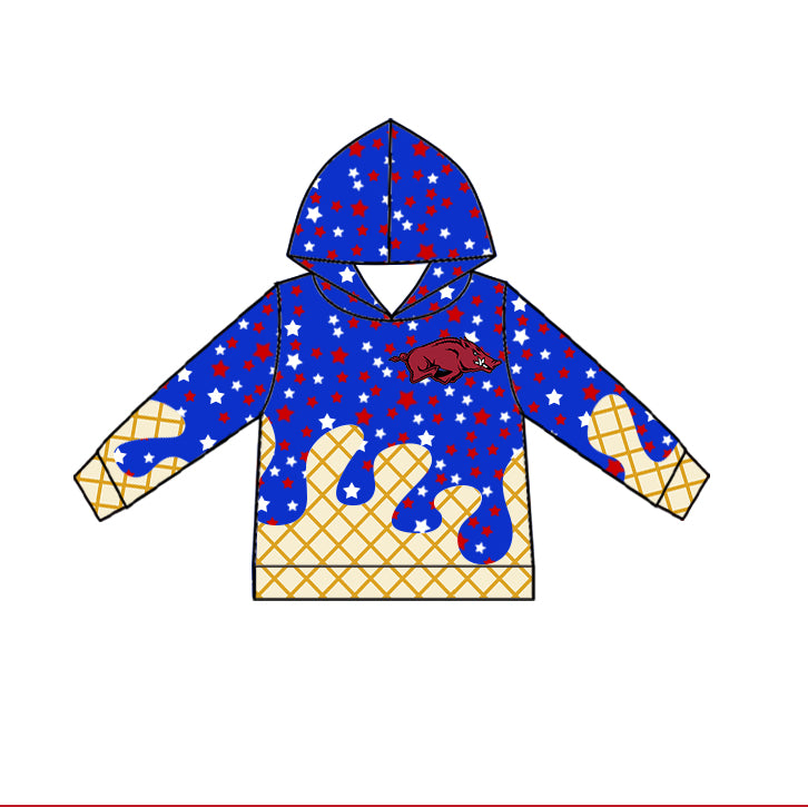 Custom summer teams baby girls clothes team blue hooded long sleeve tops and dress and skirts and shorts 1 and shorts 2-25.5.8