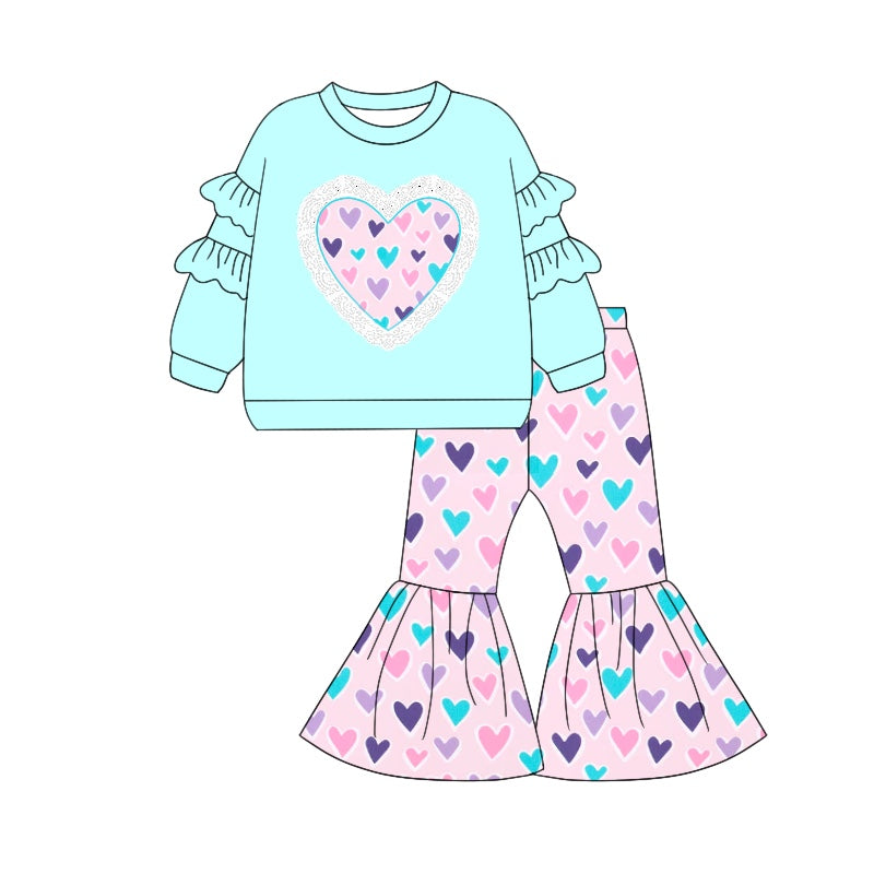 9.6 custom each style moq 5eta 4-6week Sibling Sister love teal baby girl sets and dress and rompers match family design