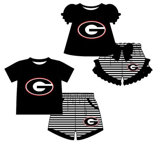 Custom moq 5 mix size milk silk summer teams black Baby Girl Boy Short-Sleeved Shorts Set Toddler Kids Clothing Set