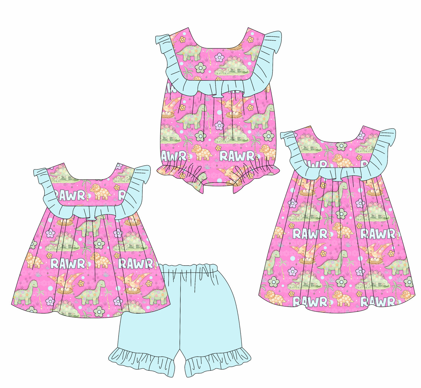 3.31 Custom moq 5 mix size Sibling Baby Girl's Pink Sleeveless Tunic Shorts Set Cute Romper Dress for Summer
