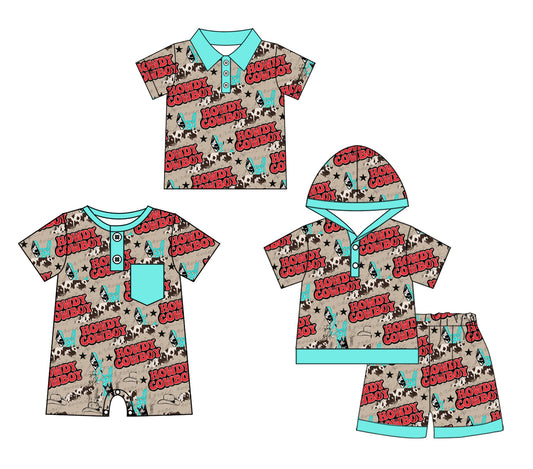 4.2 custom each style moq 5eta 4-6week Sibling Sister HOWDY baby boy sets and boy rompers and top match family design