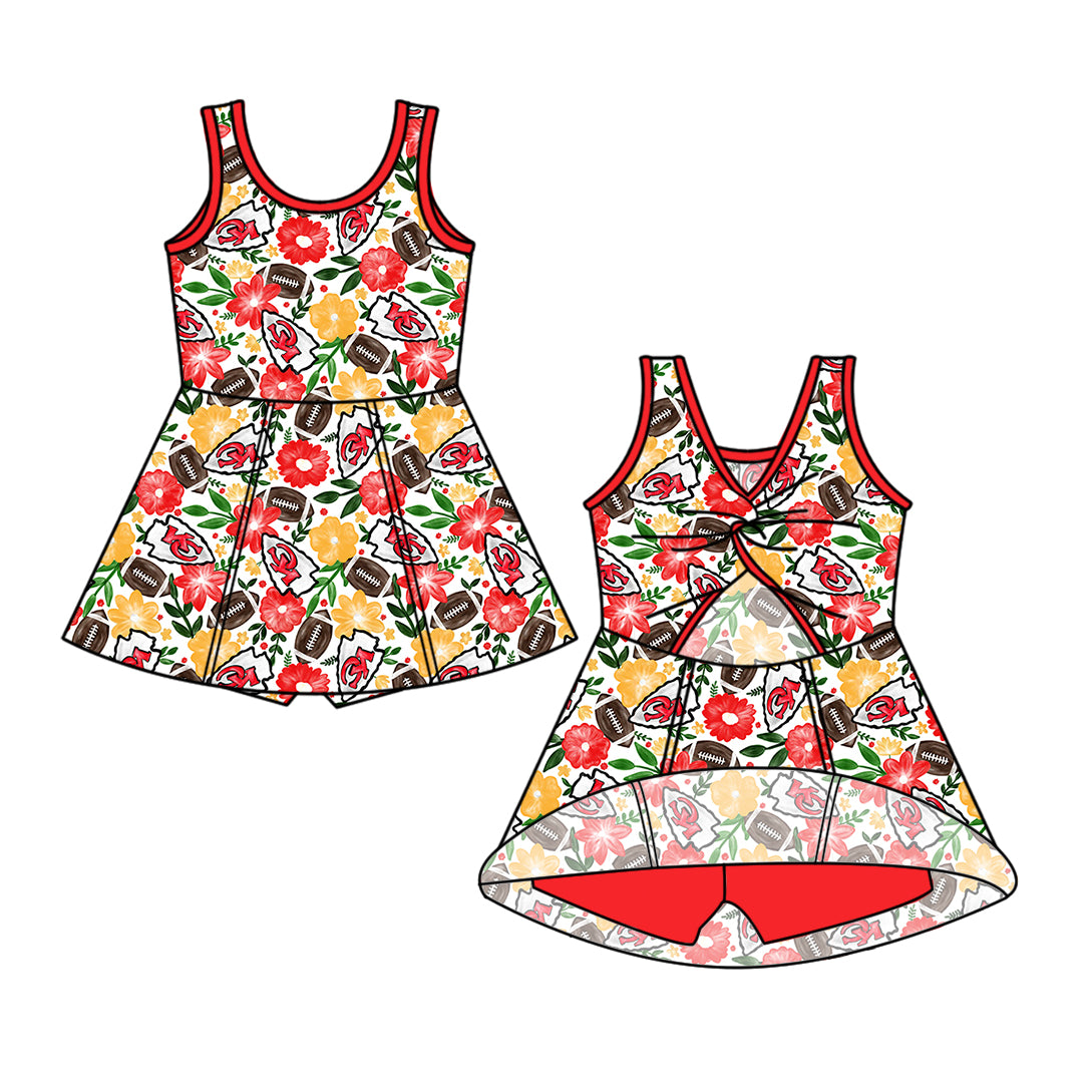 Custom moq 5 mix size milk silk summer teams Baby Girl Red Sleeveless Top And Shorts Set Sleeveless Skirt Set Yoga Dress Romper