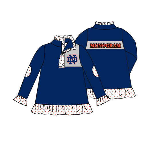 custom moq 5 mix size MSD071102 Baby Girls Casual Long Sleeve Zip Front Pullover Team Top