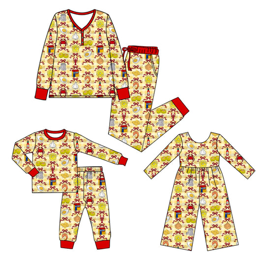 25.5.19 custom each style moq 5eta 4-6week Sibling Sister bow long sleeve pants sets and adult sets and jumpsuit match design