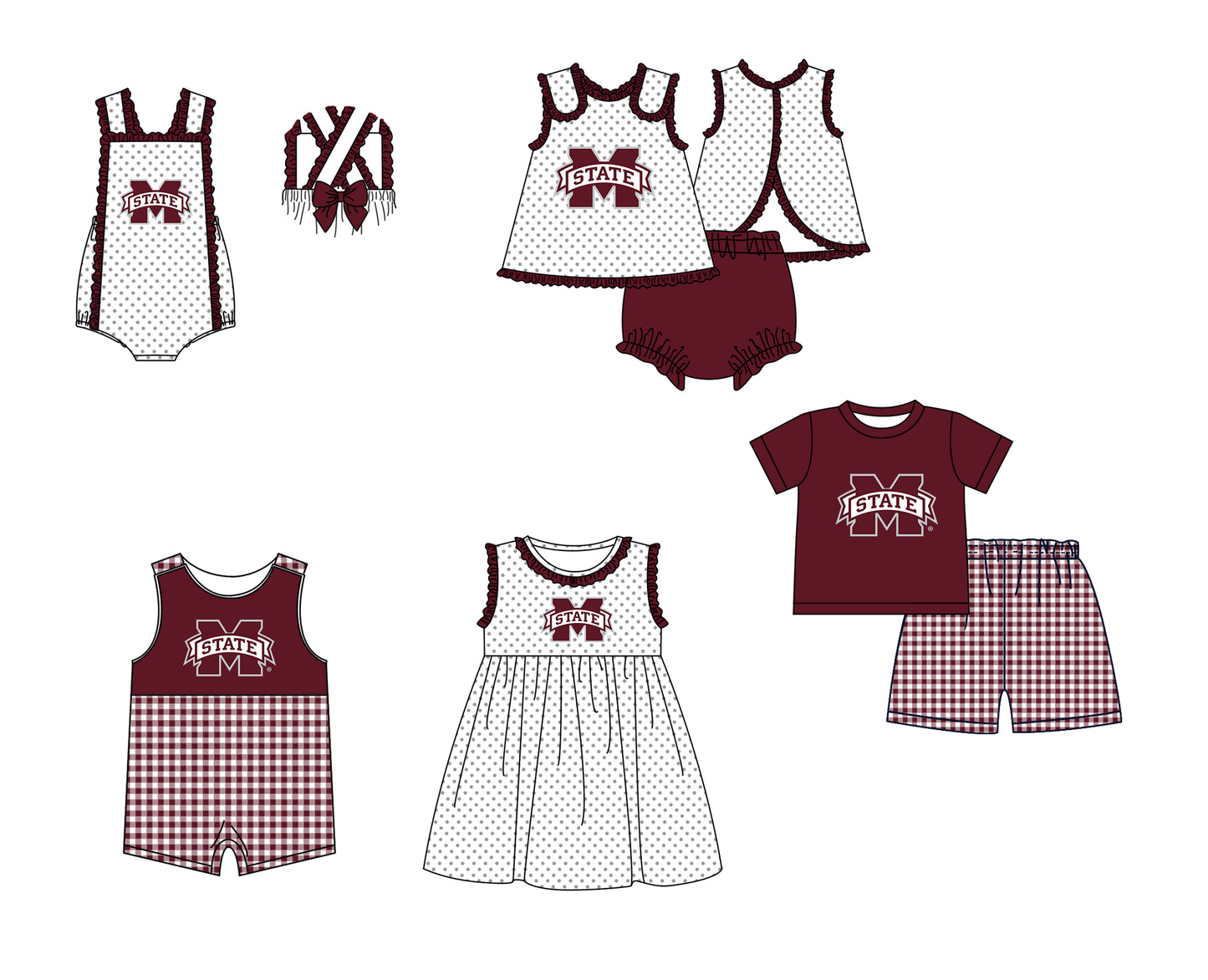 Custom moq 5 mix size milk silk summer teams Dark red Polka Dot Baby Romper Set Short-Sleeved Thong Dress for Girls And Short-Sleeved Shorts for Boys Cute Baby Outfit Combination