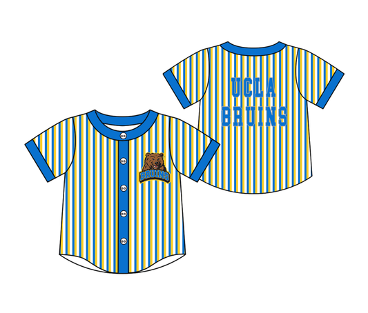 Custom moq 5 mix size milk silk summer teams Green Striped Blue Short-Sleeved Button-Down Shirt for Baby Boy Outfit