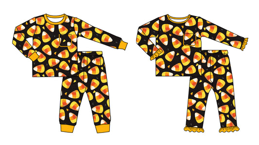 25.6.19 custom each style moq 5eta 4-6week Sibling Sisters halloween baby girl long sleeve pants sets 1 and sets 2 match family design