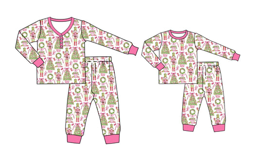 25.5.13 custom each style moq 5eta 4-6week Sibling Sister Christmas long sleeve pants sets and adult sets match design