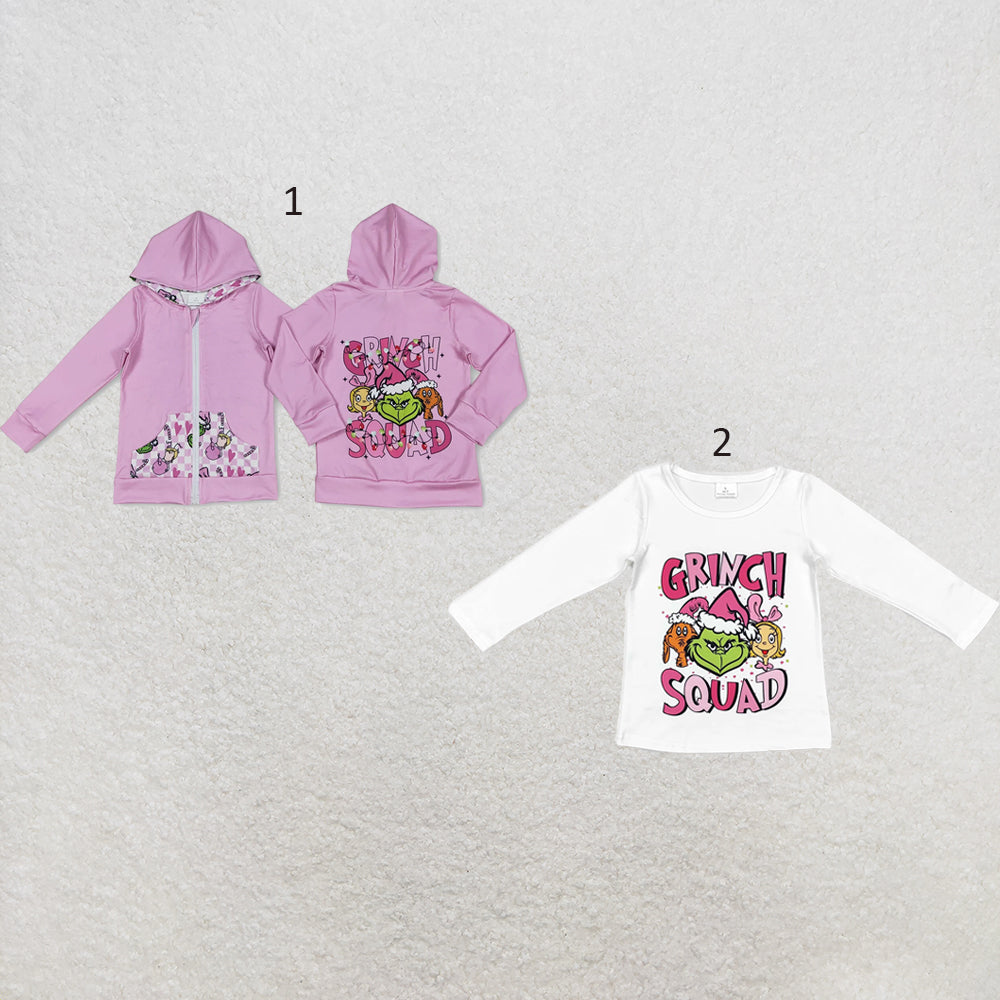 RTS NO MOQ Sibling milk silk Cute Clothes Baby Girls Christmas Print Long Sleeve Tee Tops Hoodies Jackets Top