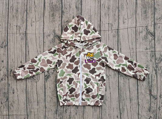 Custom moq 5 mix size milk silk baby boys clothes team summer camouflage zipper hooded long sleeve top-25.11.22