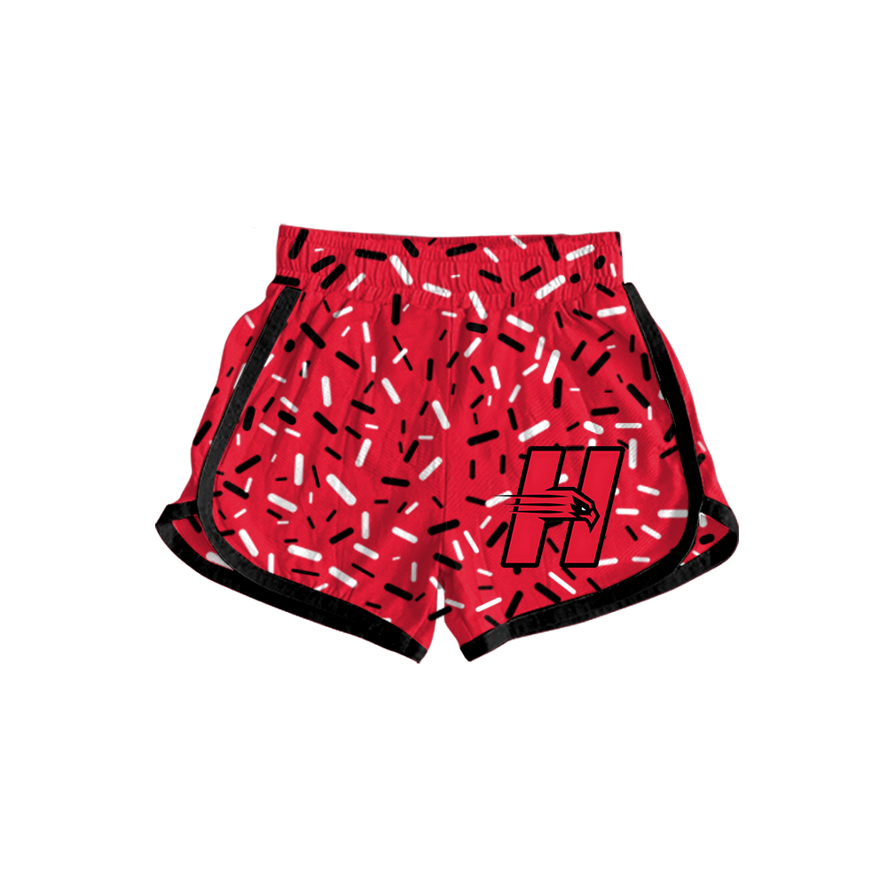 custom moq 5 mix size MSD082403 Baby Kids Team Sprinkle All Over Print Shorts Black Trim Elastic Waist Casual Short Bottoms