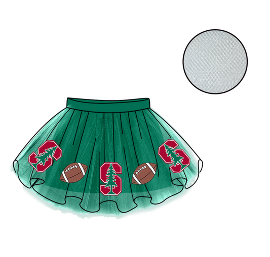 Custom moq 5 mix size milk silk summer teams Baby Girl's Green Mesh Skirt Summer Team Outfit