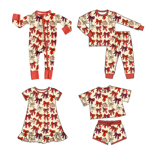 25.10.10 custom each style moq 5 eta 6-8week Sibling Sisters bow baby girl long sleeve pants sets and shorts sets and dress and rompers match family design