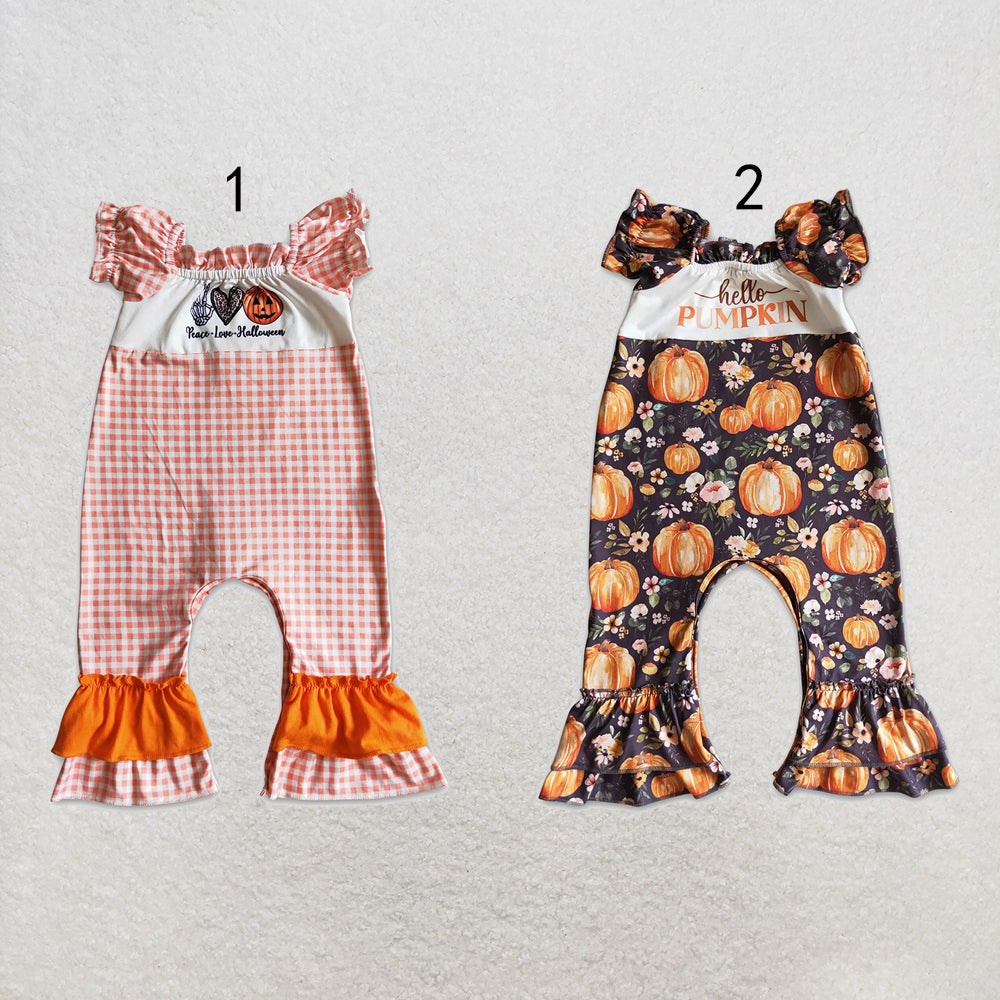 RTS NO MOQ Sibling milk silk Baby Girls Halloween floral Cute rompers