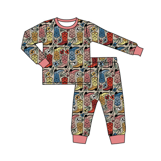 10.15 custom each style moq 5eta 4-6week Sibling boot floral baby boys sets and rompers match family design