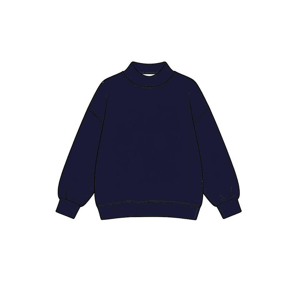 custom moq 5 mix size High Neck Baby Kids Solid Neck Long Sleeve Sweatshirt Rompers