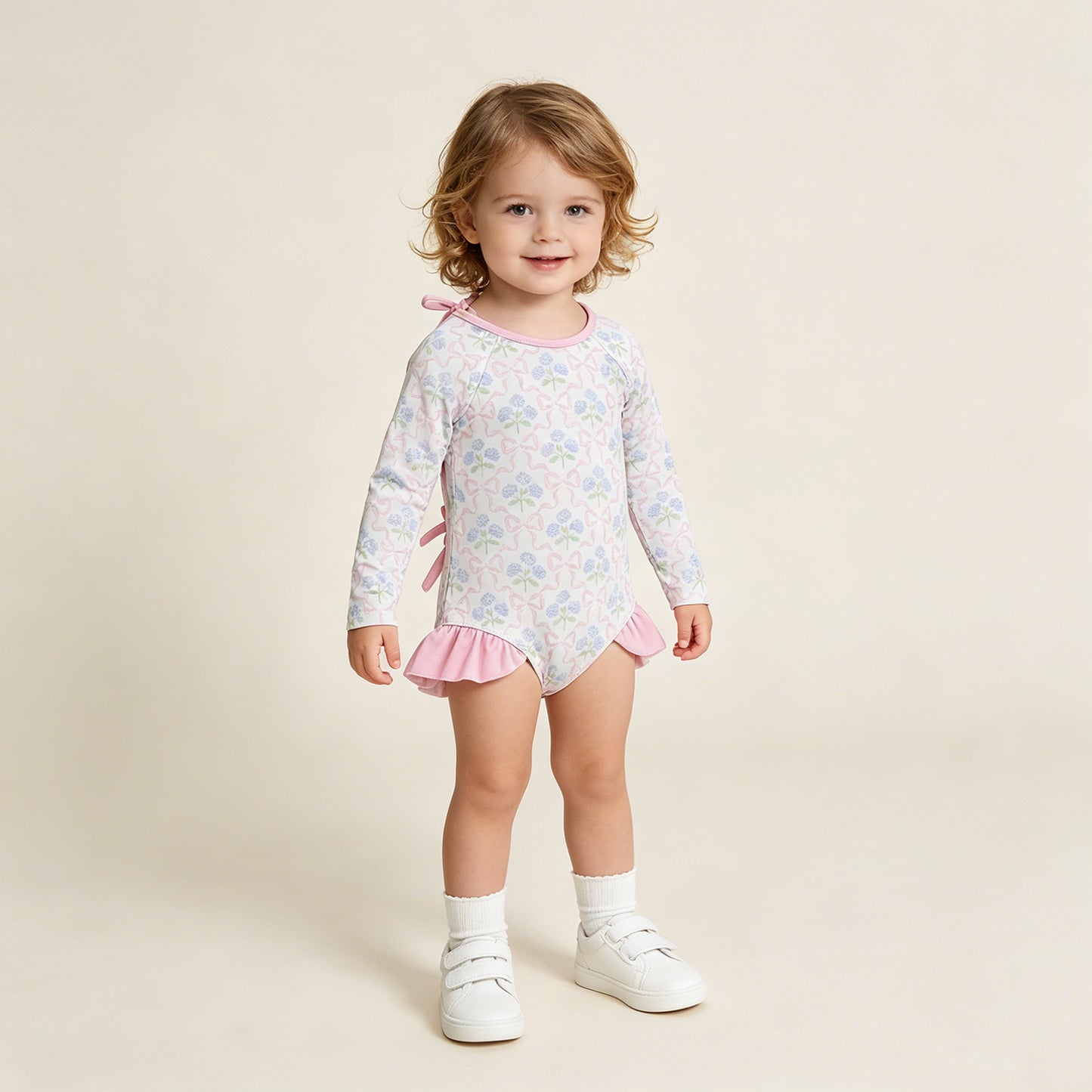 RTS NO MOQ milk silk S0655 Baby Girls Summer Flower Bows Checked Bummies One Piece Swimsuits