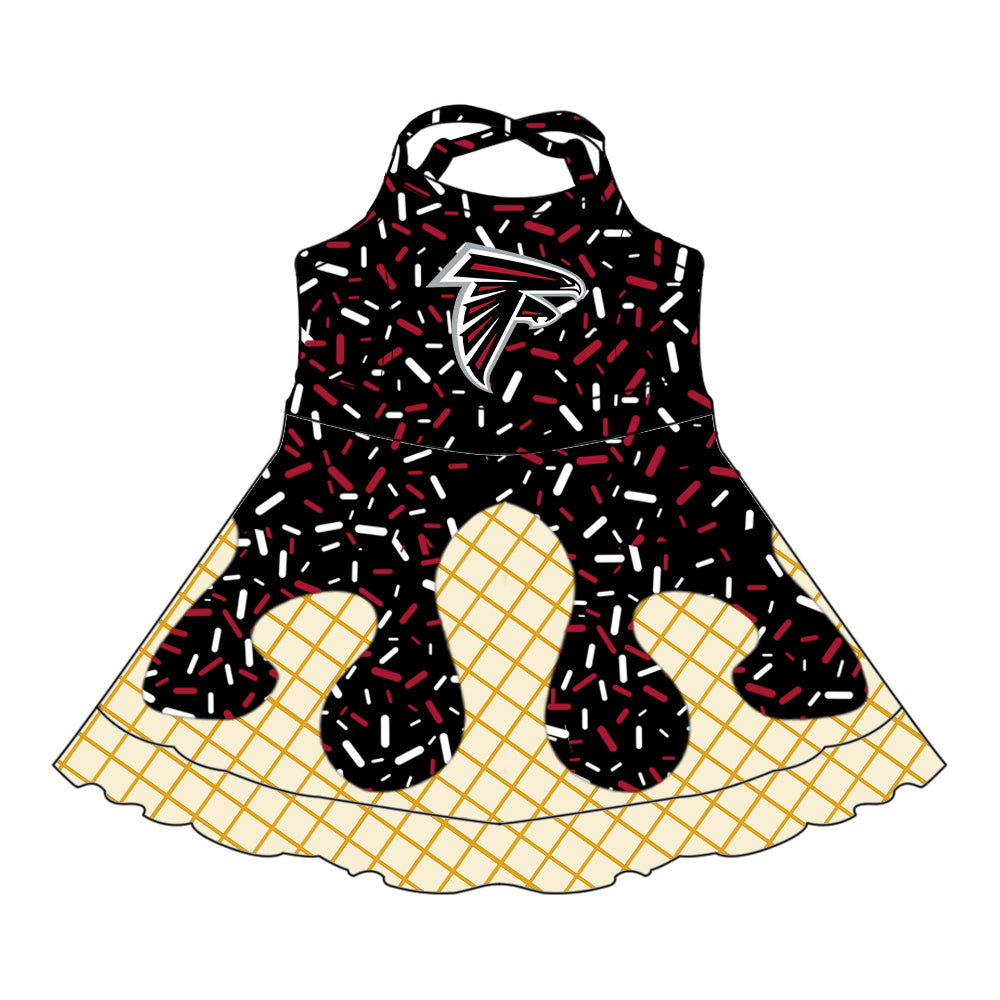 Custom summer teams baby girls clothes team black hooded long sleeve tops and short sleeve top and dress and pants and shorts-25.6.18