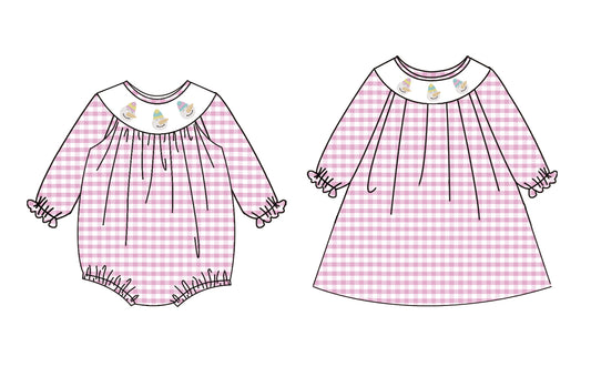 25.6.4 custom each style moq 5eta 4-6week Sibling Sisters snowman purple baby girl long sleeve dress and rompers match family design