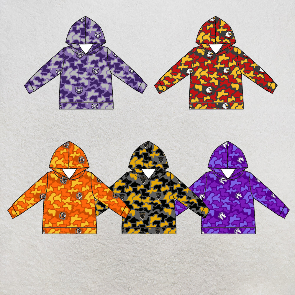 custom moq 5 mix size XY071807 Baby Girls Camo Printed Long Sleeve Team Casual Hoodie Top
