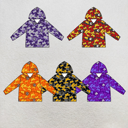 custom moq 5 mix size XY071807 Baby Girls Camo Printed Long Sleeve Team Casual Hoodie Top
