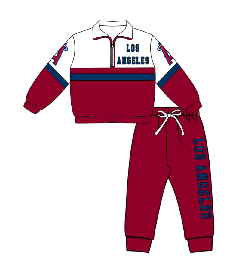 Custom moq 5 mix size yoga fabric dark Red zip-up jacket, long-sleeved shirt, and trousers set
