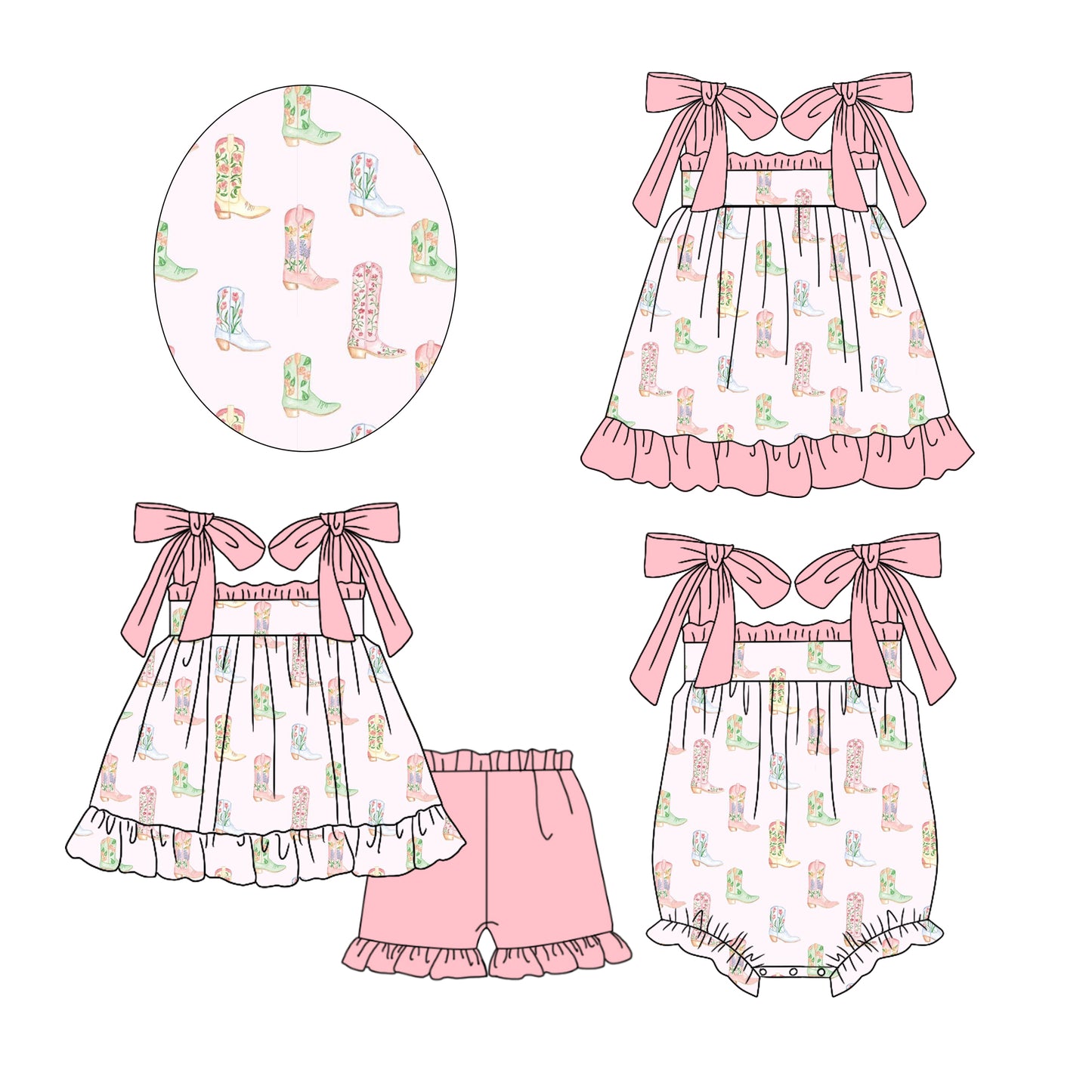 25.12.19 custom each style moq 5 eta 6-8week Sibling Sister boot baby short sleeve shorts sets and romper and dress match design