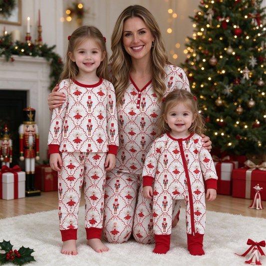 RTS NO MOQ Sibling baby girl clothes Christmas long sleeve pants Sets and romper and adult set