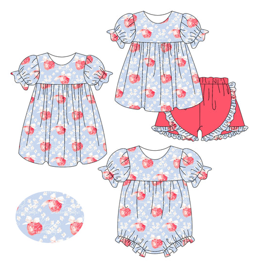 2.25 custom each style moq 5eta 4-6week Sibling Sisters bow baby girl short sleeve shorts sets and dress and rompers match family design