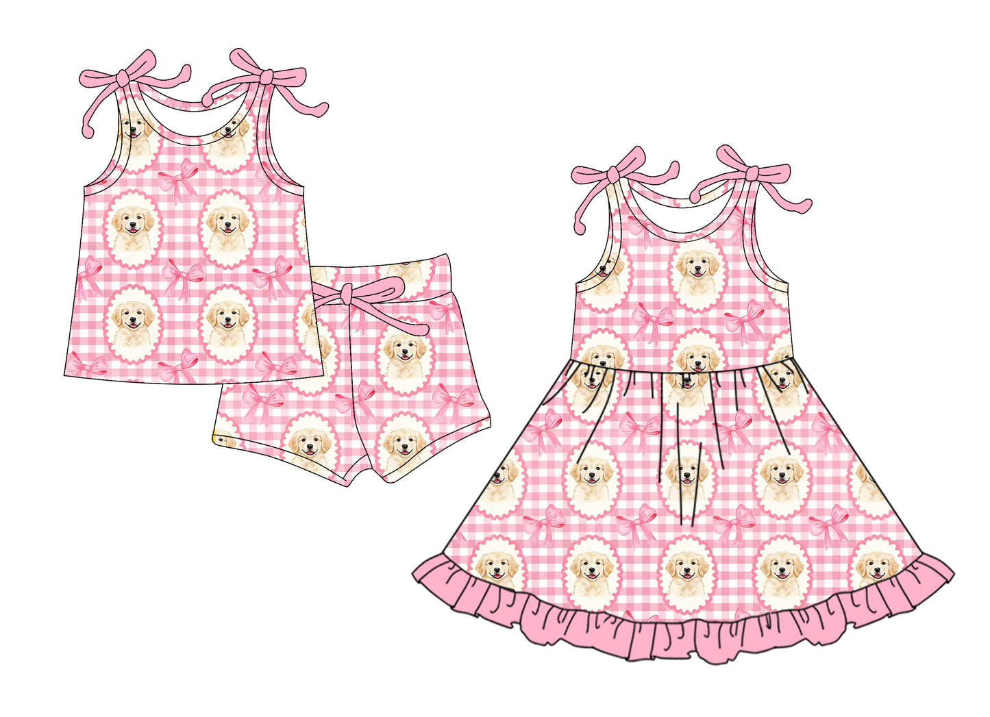 3.28 Custom moq 5 mix size Sibling Baby Girl's Pink Strap Top And Short Set Matching Romper Dress for Summer