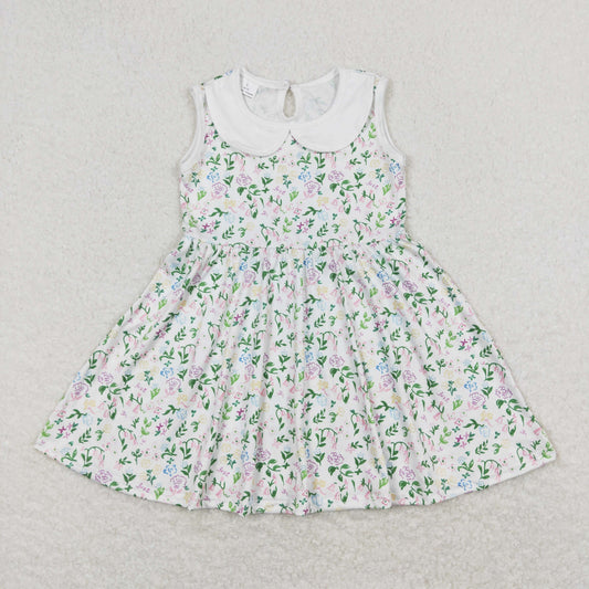 GSD0885 Floral floral baby doll collar white sleeveless dress