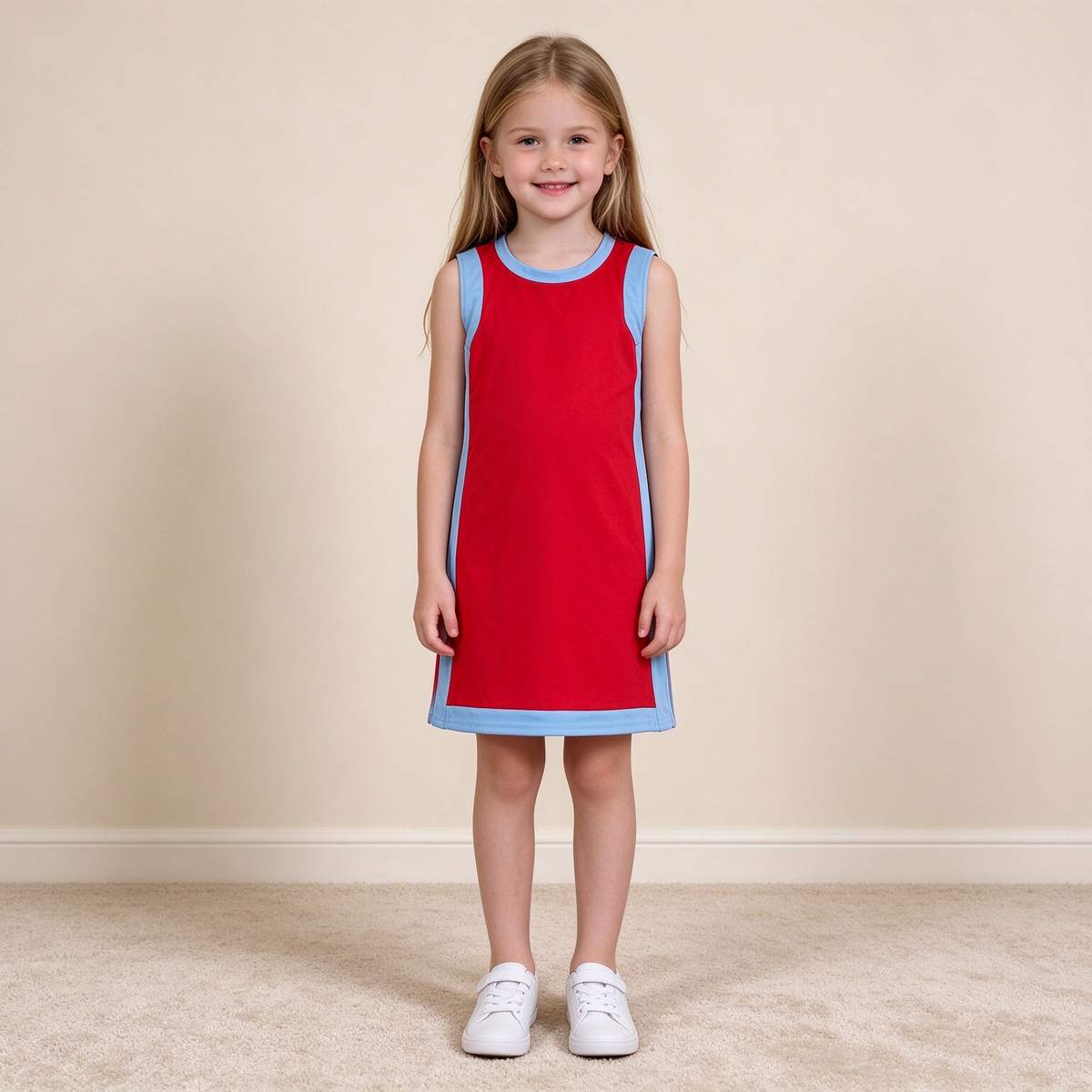 NEW RTS NO MOQ yoga fabric cotton GSD4255 Yoga Baby Girls Separate Shorts Solid Red Blue Sleeveless Yoga Knee Length Dress