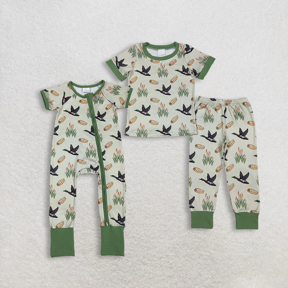 RTS NO MOQ Sibling baby boys clothes duck short sleeve pants sets Rompers Clothes
