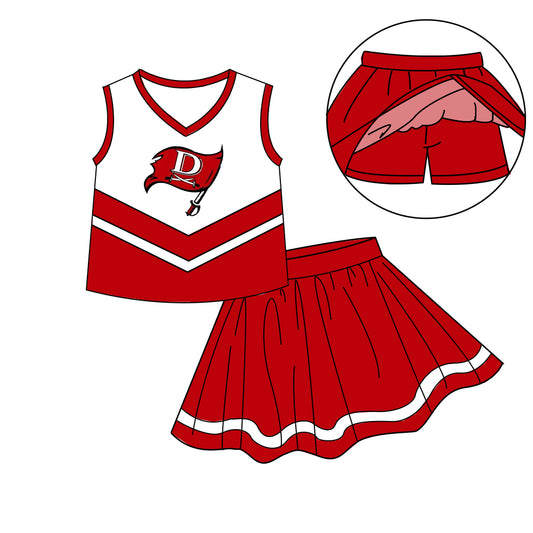 Custom moq 5 mix size milk silk eta 6-8weeks summer teams red baby girls clothes team sleeveless skirts shorts sets-25.7.7