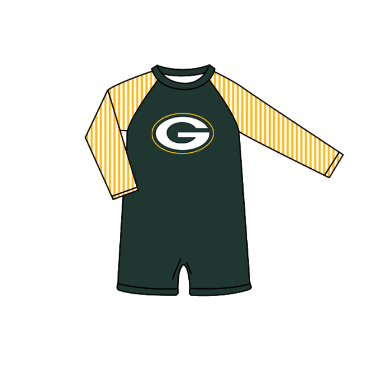 Custom moq 5 mix size milk silk summer teams baby girl boys clothes Dark Green Two-Piece Swimsuit Set One Piece Swimsuits boy swim trunks