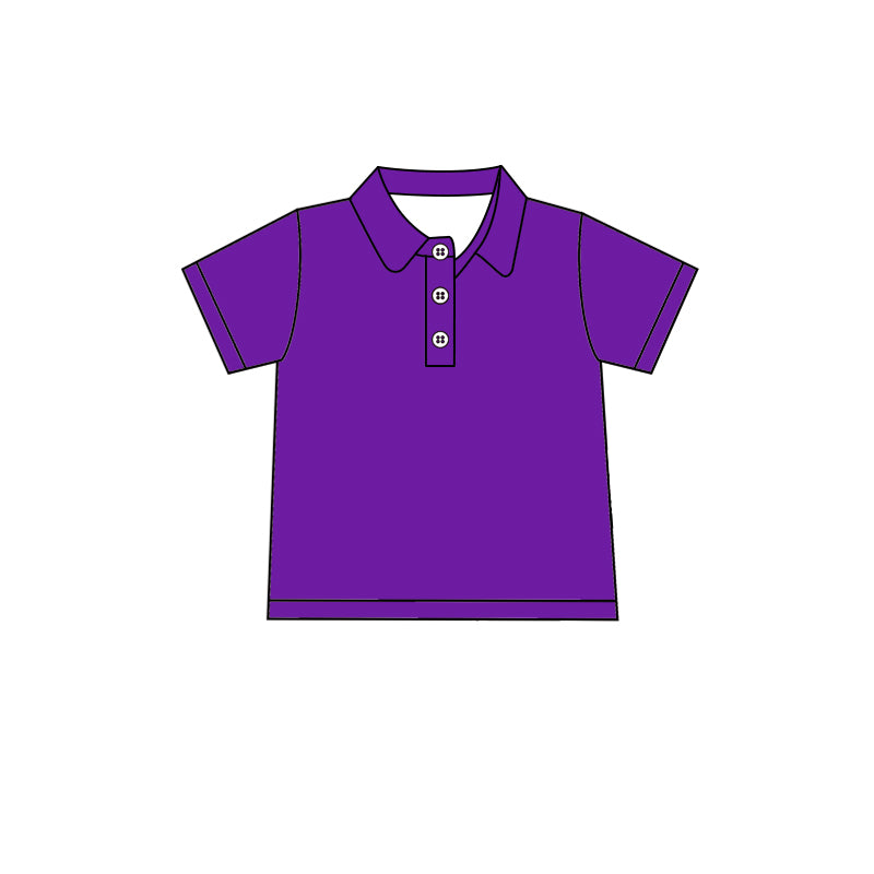 Custom moq 5 boys Blank Cotton short-sleeved polo shirt  Purple Short-Sleeve Polo Shirt