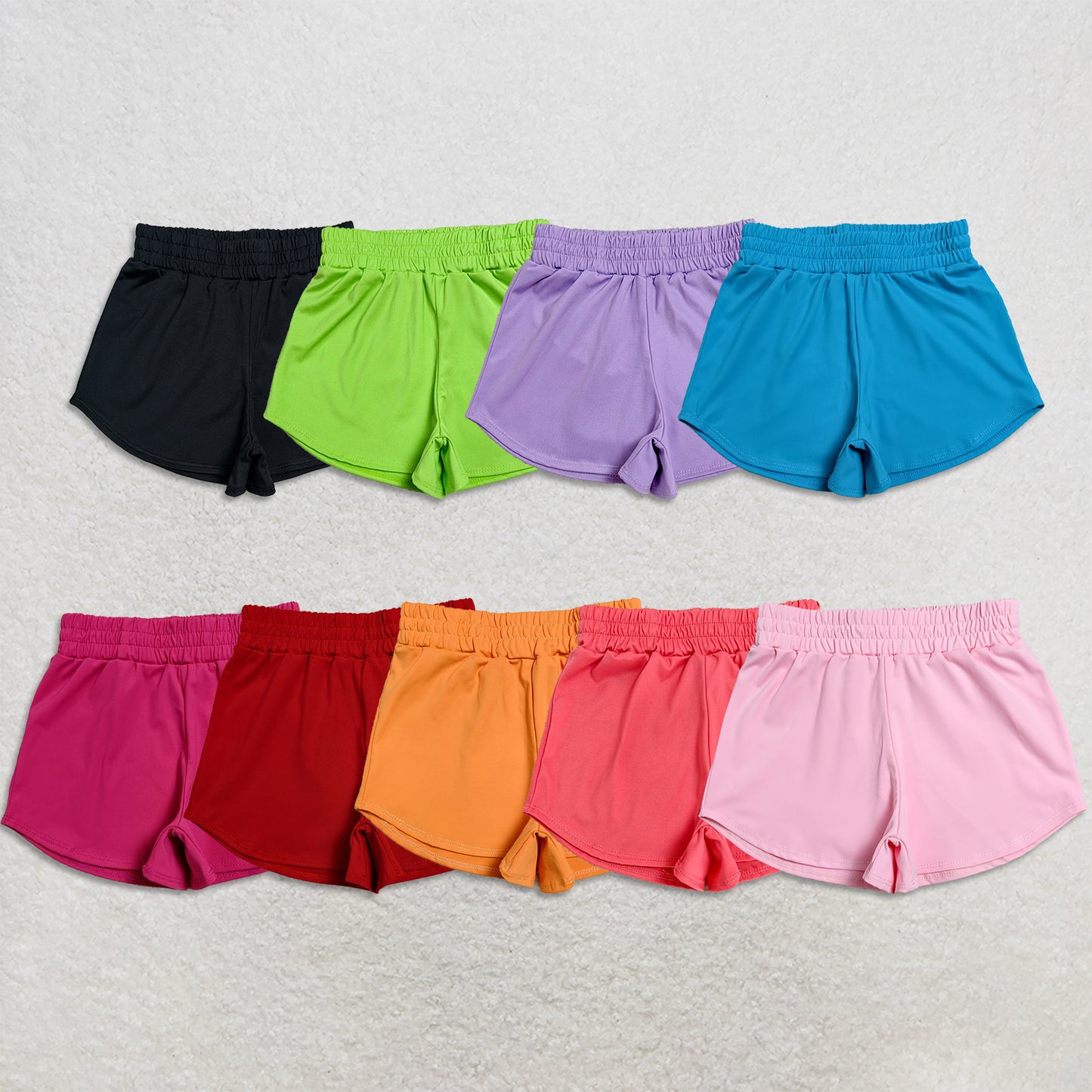 RTS NO MOQ Sibling yoga fabric cotton Baby Girls Solid Yoga Sport Shorts Active Bottoms