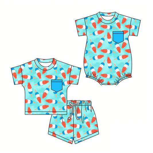 3.6 Custom moq 5 mix size Sibling 4th of July Baby Boys Romper Short-Sleeved Top And Shorts Set Summer Outfit