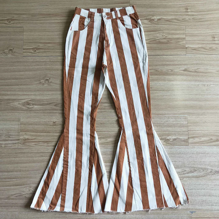 RTS NO MOQ Adult Women Bell Bottom Denim Jeans Pants Trousers adult denim pants